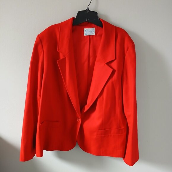 Pendleton Womens Blazer Jacket Size 22 Wide Red Suit‎ Coat 100% Pure Virgin Wool - Picture 1 of 8